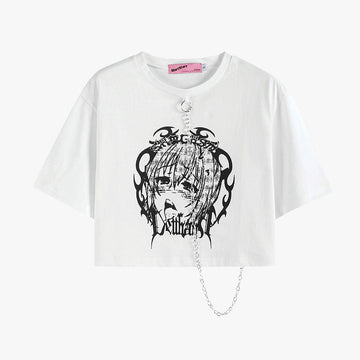 Chain Collar Grunge Anime Crop Top