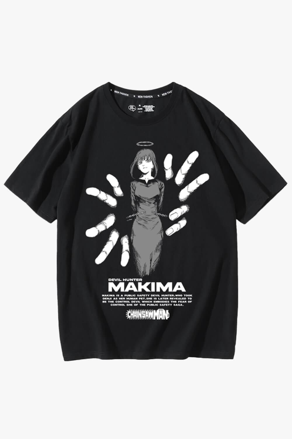 Chainsaw Man Black T-Shirt Makima Fingers - Aesthetic Clothes Shop