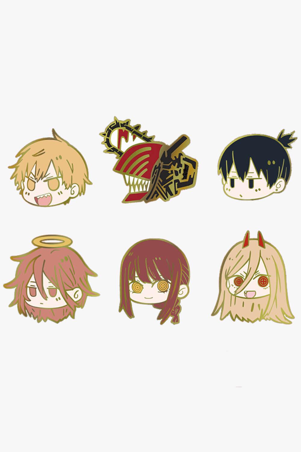 Chainsaw Man Chibi Characters Enamel Pins - Aesthetic Clothes Shop