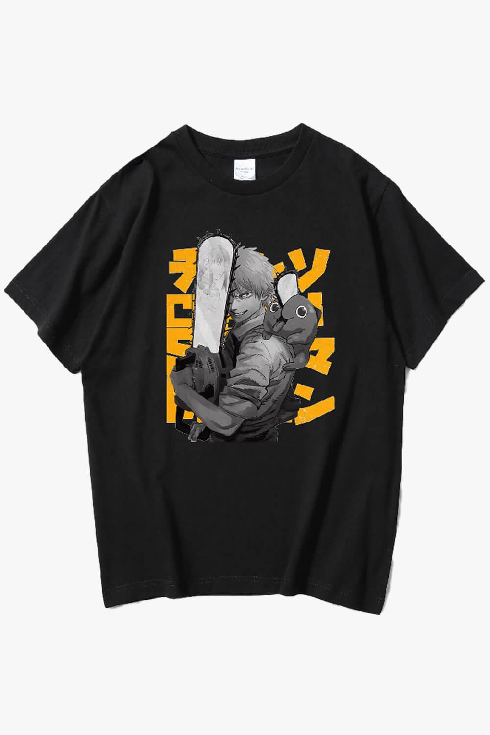 Chainsaw Man Denji and Pochita T-Shirt - Aesthetic Clothes Shop Chainsaw Man Denji and Pochita T-Shirt - Aesthetic Clothes Shop