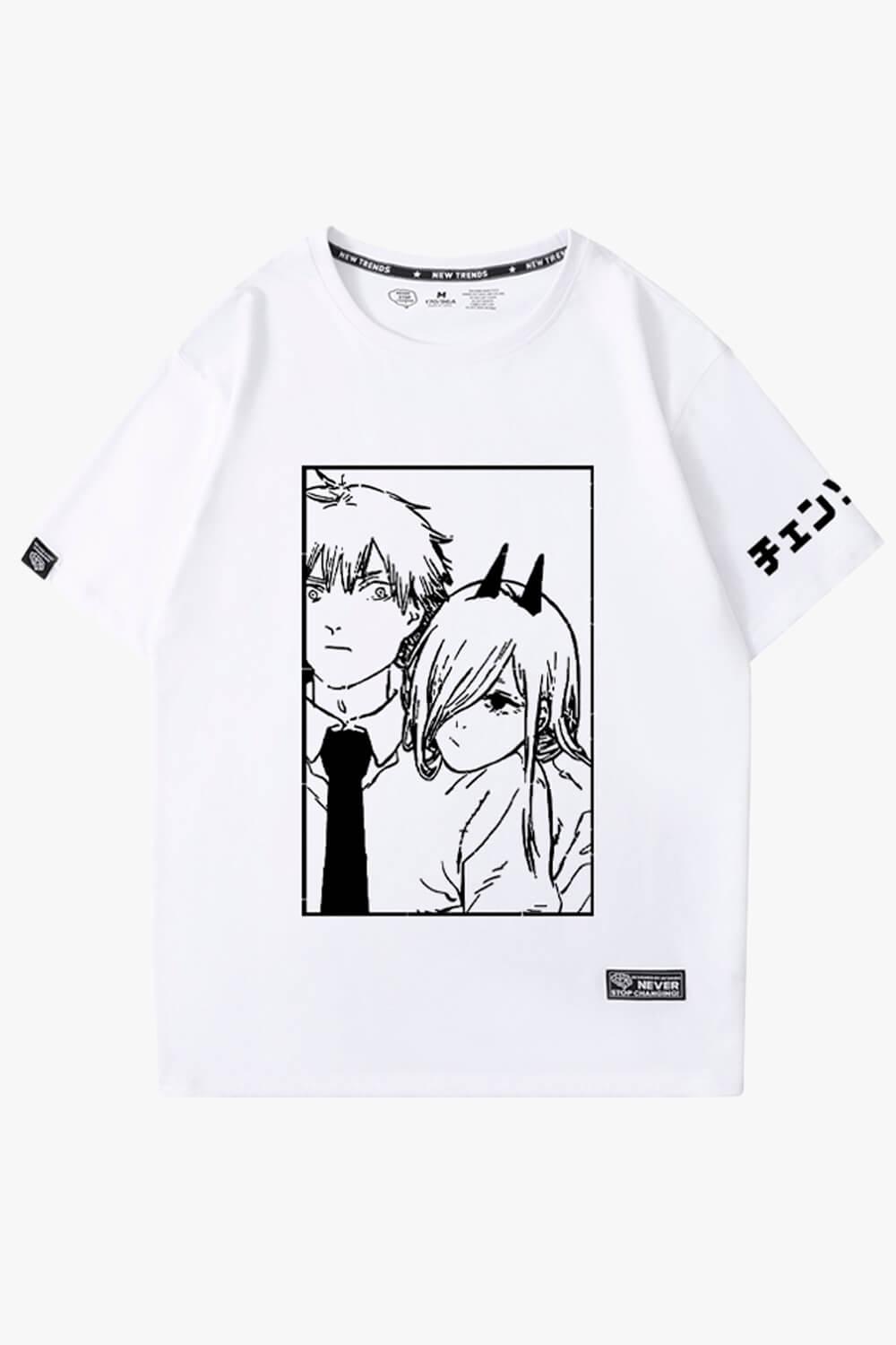 Chainsaw Man Denji and Power Relationship T-Shirt - Aesthetic Clothes Shop Chainsaw Man Denji and Power Relationship T-Shirt - Aesthetic Clothes Shop