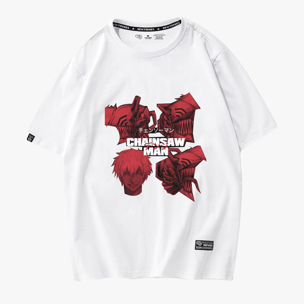 Chainsaw Man Denji Heads Manga T-Shirt - Aesthetic Clothes Shop Chainsaw Man Denji Heads Manga T-Shirt - Aesthetic Clothes Shop