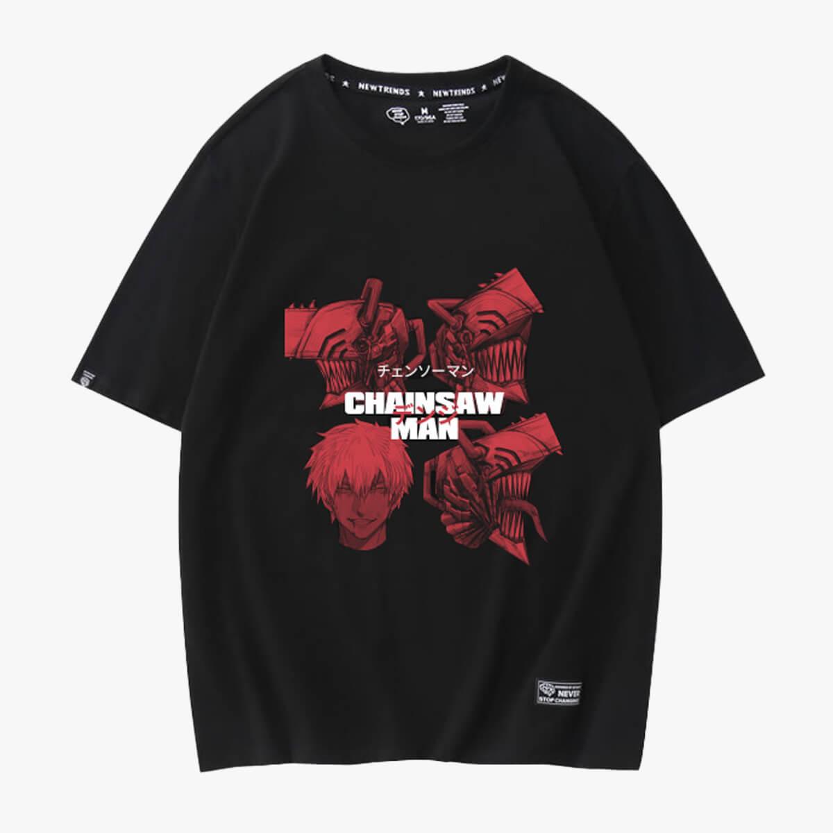 Chainsaw Man Denji Heads Manga T-Shirt - Aesthetic Clothes Shop Chainsaw Man Denji Heads Manga T-Shirt - Aesthetic Clothes Shop