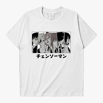 Chainsaw Man Manga Girl Characters Art T-Shirt - Aesthetic Clothes Shop Chainsaw Man Manga Girl Characters Art T-Shirt - Aesthetic Clothes Shop