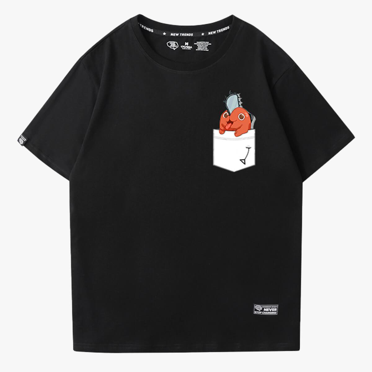 Chainsaw Man Pochita Chest Pocket T-Shirt - Aesthetic Clothes Shop Chainsaw Man Pochita Chest Pocket T-Shirt - Aesthetic Clothes Shop