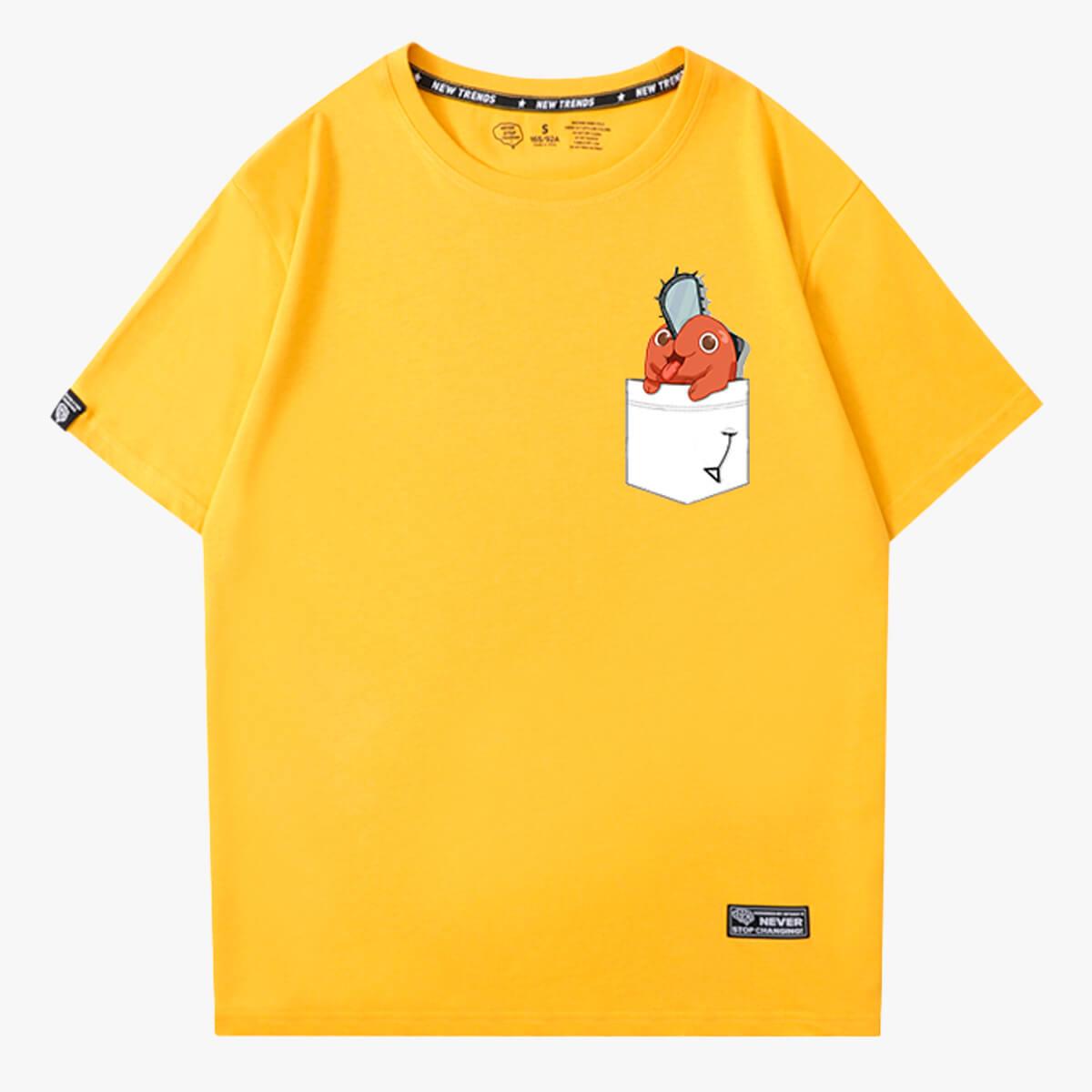 Chainsaw Man Pochita Chest Pocket T-Shirt - Aesthetic Clothes Shop Chainsaw Man Pochita Chest Pocket T-Shirt - Aesthetic Clothes Shop