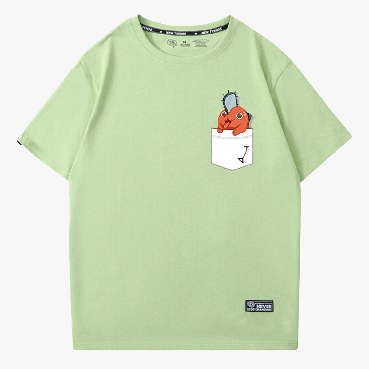 Chainsaw Man Pochita Chest Pocket T-Shirt - Aesthetic Clothes Shop Chainsaw Man Pochita Chest Pocket T-Shirt - Aesthetic Clothes Shop