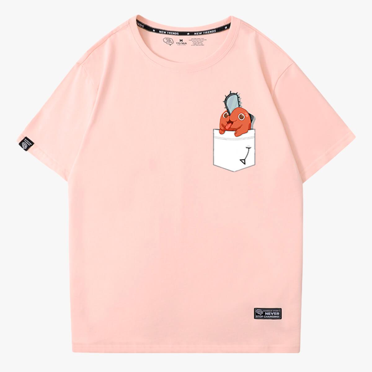 Chainsaw Man Pochita Chest Pocket T-Shirt - Aesthetic Clothes Shop Chainsaw Man Pochita Chest Pocket T-Shirt - Aesthetic Clothes Shop