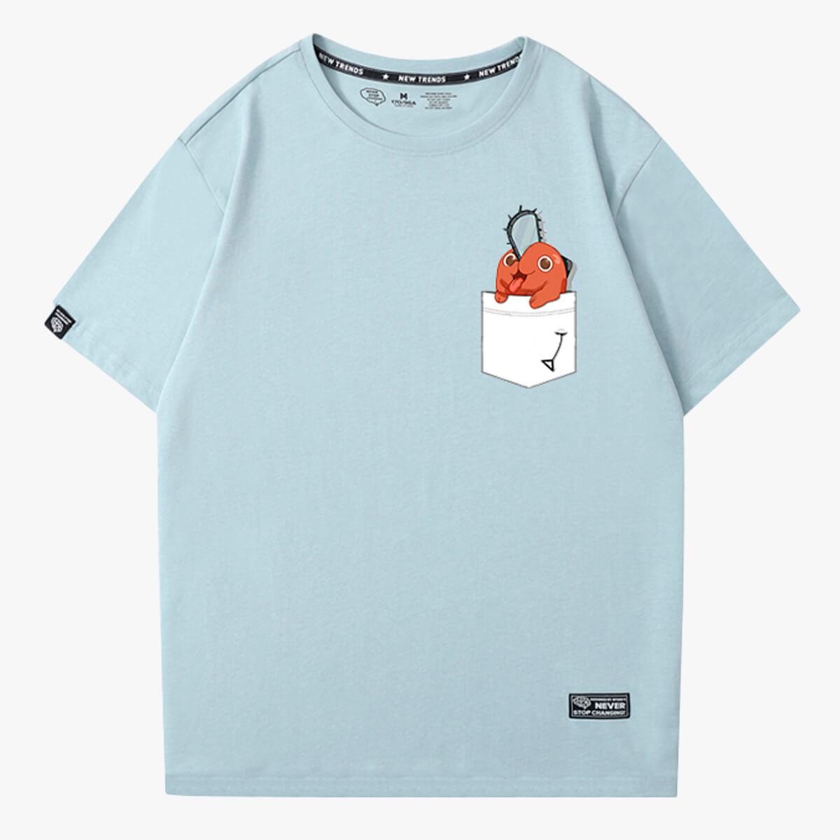 Chainsaw Man Pochita Chest Pocket T-Shirt - Aesthetic Clothes Shop Chainsaw Man Pochita Chest Pocket T-Shirt - Aesthetic Clothes Shop