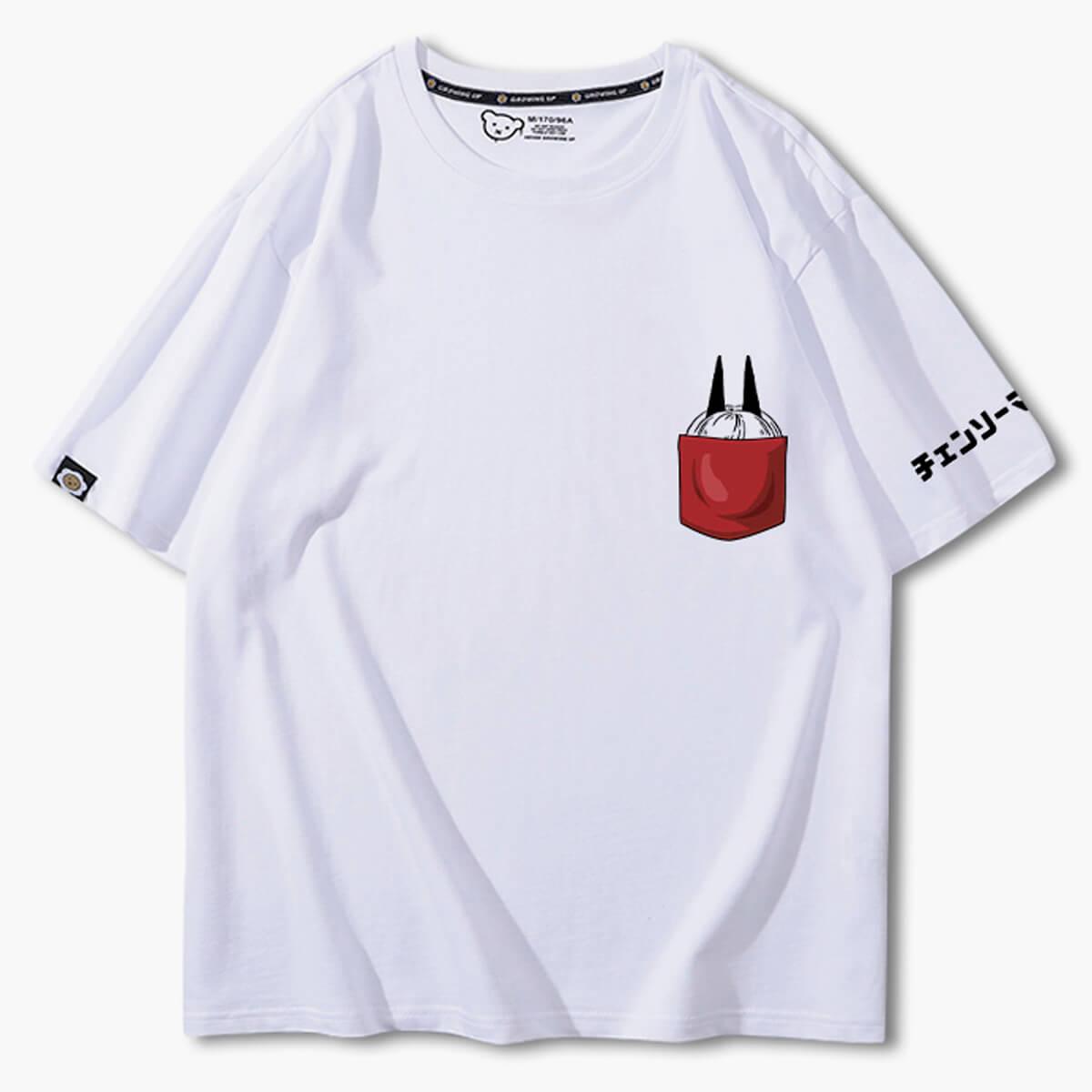 Chainsaw Man Power in Chest Pocket T-Shirt - Aesthetic Clothes Shop Chainsaw Man Power in Chest Pocket T-Shirt - Aesthetic Clothes Shop