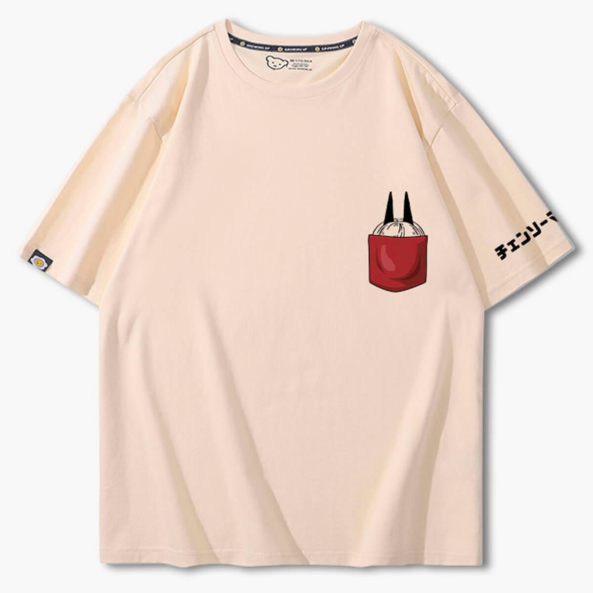 Chainsaw Man Power in Chest Pocket T-Shirt - Aesthetic Clothes Shop Chainsaw Man Power in Chest Pocket T-Shirt - Aesthetic Clothes Shop