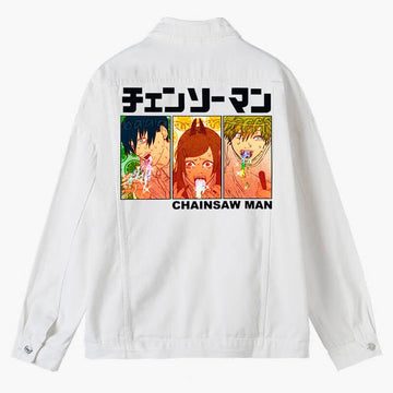 Chainsaw Man Trio Barf Denim Jacket - Aesthetic Clothes Shop Chainsaw Man Trio Barf Denim Jacket - Aesthetic Clothes Shop