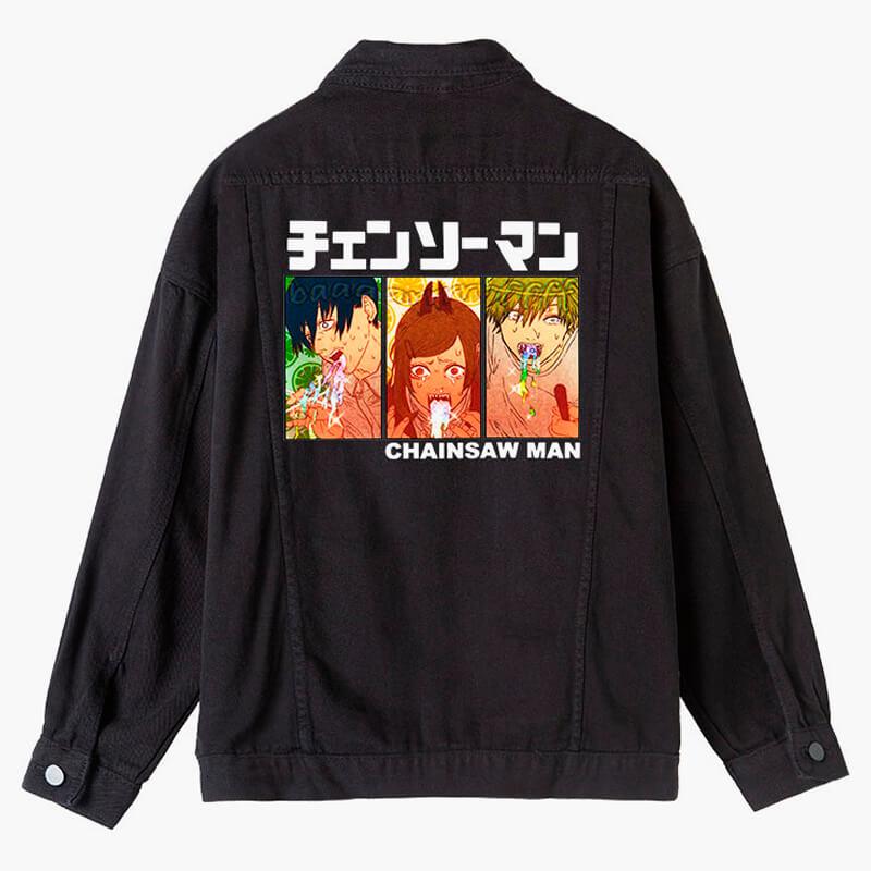 Chainsaw Man Trio Barf Denim Jacket - Aesthetic Clothes Shop Chainsaw Man Trio Barf Denim Jacket - Aesthetic Clothes Shop