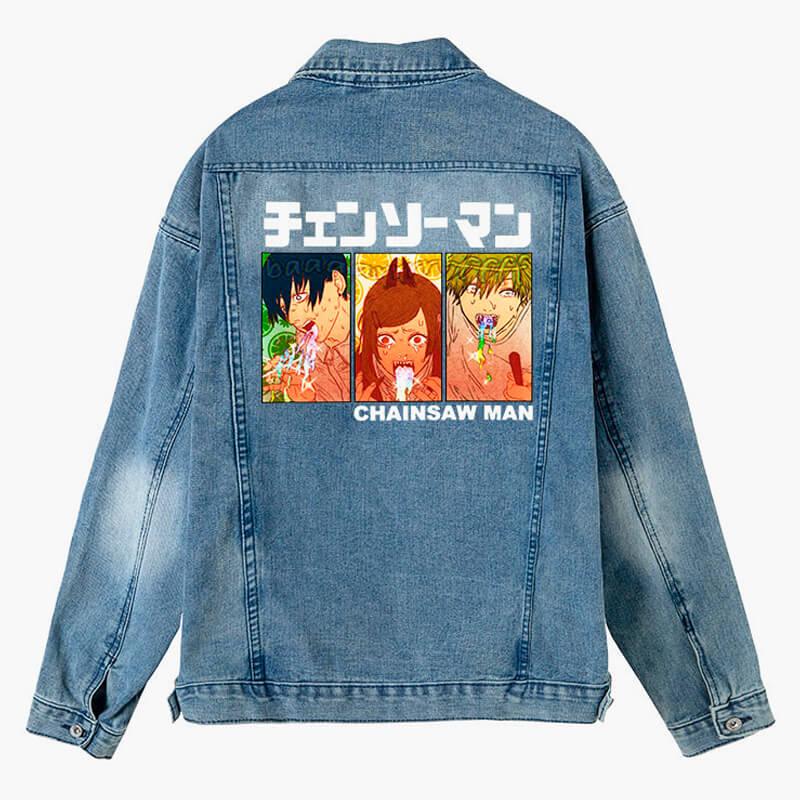 Chainsaw Man Trio Barf Denim Jacket - Aesthetic Clothes Shop Chainsaw Man Trio Barf Denim Jacket - Aesthetic Clothes Shop