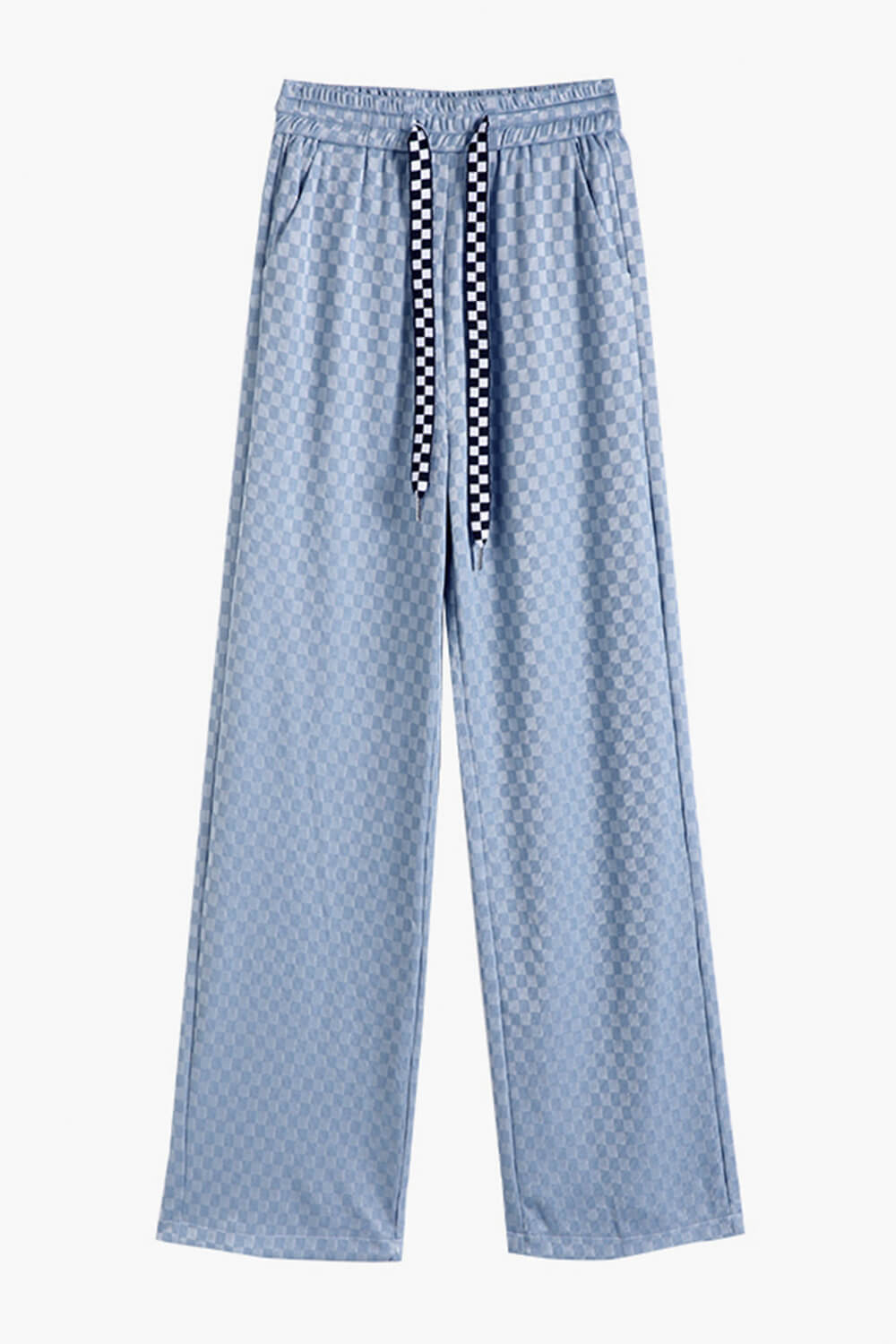 Checkered Grid Elastic Waist Wide Pants Checkered Grid Elastic Waist Wide Pants