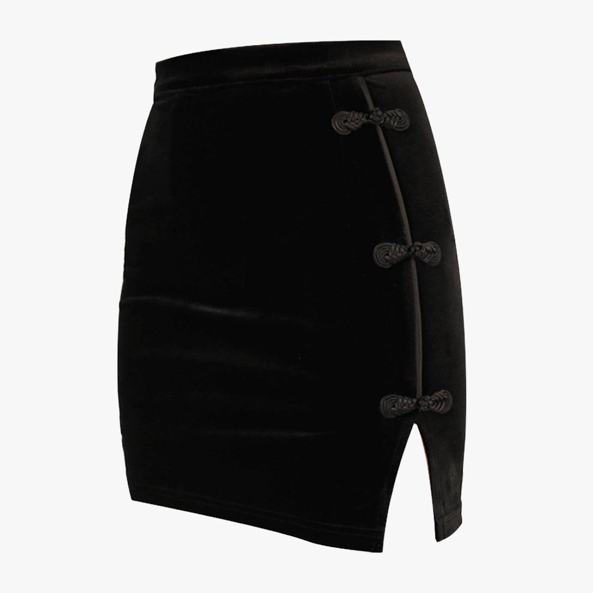 Cheongsam Qipao Black Aesthetic Skirt - Aesthetic Clothes Shop Cheongsam Qipao Black Aesthetic Skirt - Aesthetic Clothes Shop