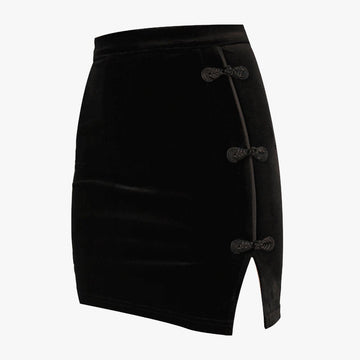 Cheongsam Qipao Black Aesthetic Skirt
