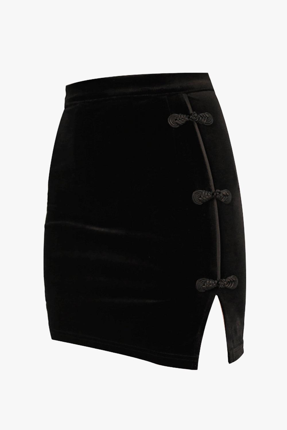Cheongsam Qipao Black Aesthetic Skirt - Aesthetic Clothes Shop Cheongsam Qipao Black Aesthetic Skirt - Aesthetic Clothes Shop