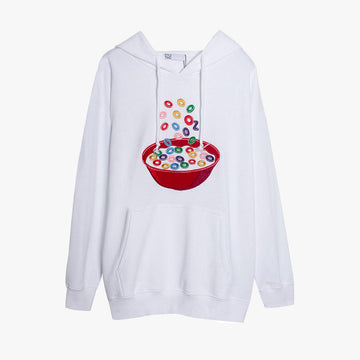 Colored Cereal Embroidery Hoodie - Aesthetic Clothes Shop Colored Cereal Embroidery Hoodie - Aesthetic Clothes Shop