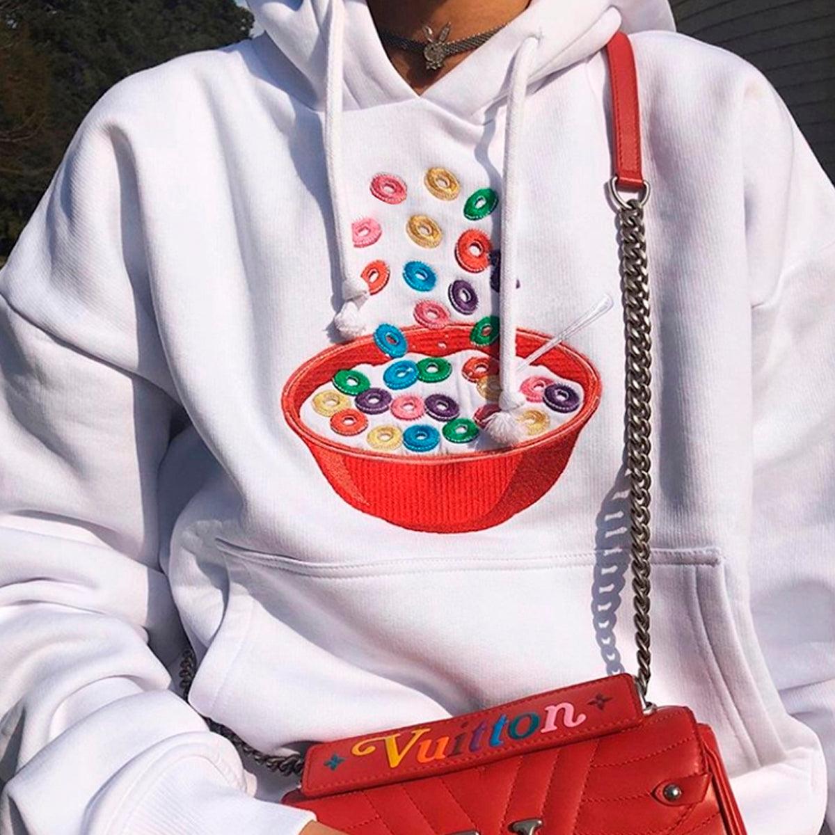 Colored Cereal Embroidery Hoodie - Aesthetic Clothes Shop