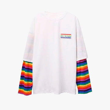Concrete Rainbow Oversized Long Sleeve - Aesthetic Clothes Shop Concrete Rainbow Oversized Long Sleeve - Aesthetic Clothes Shop