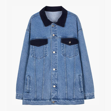 Contrast Black Pockets Artsy Denim Jacket Contrast Black Pockets Artsy Denim Jacket