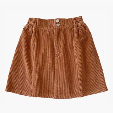 Corduroy Mini Skirt Elastic Waist