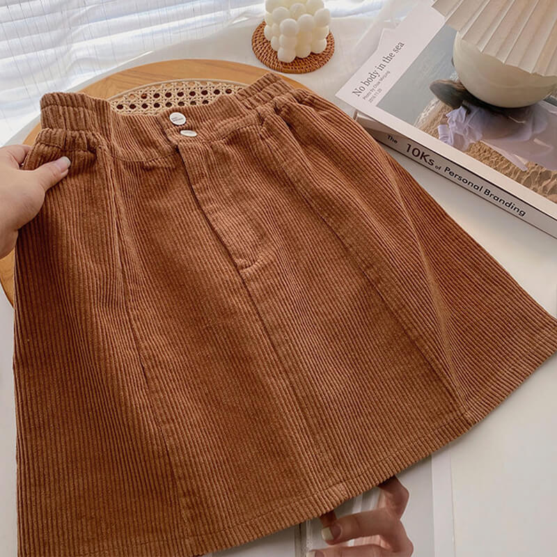 Corduroy Mini Skirt Elastic Waist Corduroy Mini Skirt Elastic Waist
