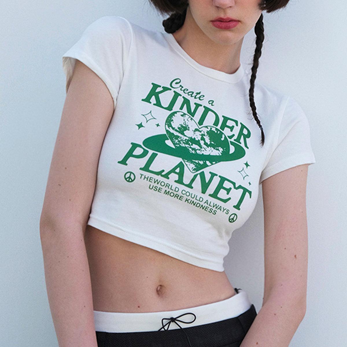 Create a Kinder Planet Crop Top - Aesthetic Clothes Shop Create a Kinder Planet Crop Top - Aesthetic Clothes Shop