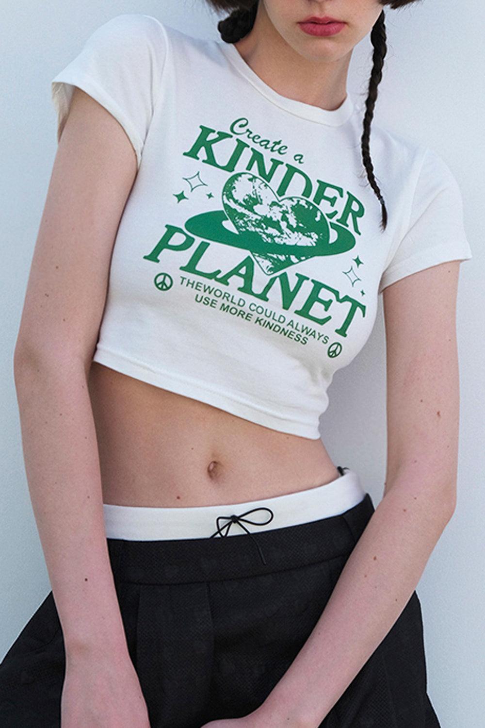 Create a Kinder Planet Crop Top - Aesthetic Clothes Shop Create a Kinder Planet Crop Top - Aesthetic Clothes Shop