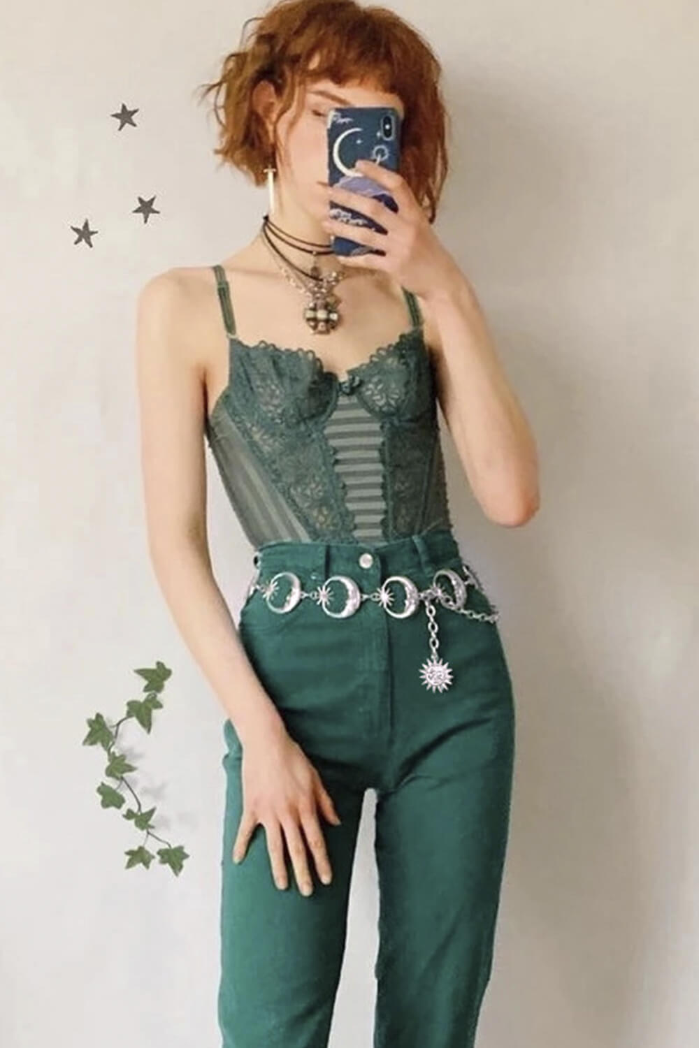 Crescent Moon and Stars Chain Belt Celestial Aesthetic Crescent Moon and Stars Chain Belt Celestial Aesthetic