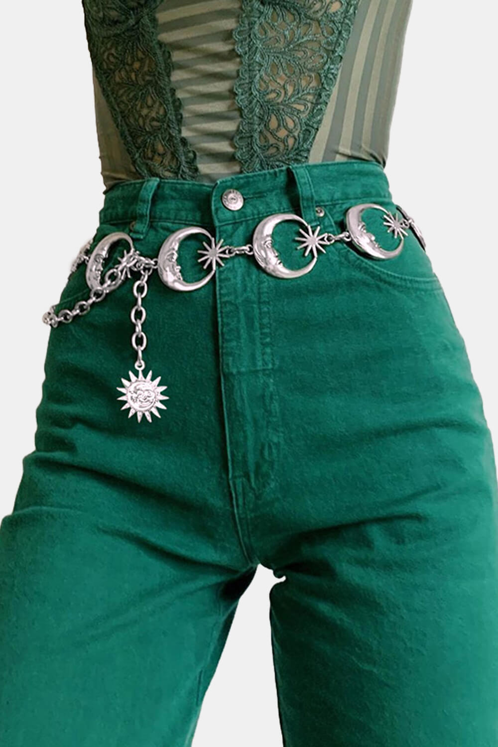 Crescent Moon and Stars Chain Belt Celestial Aesthetic Crescent Moon and Stars Chain Belt Celestial Aesthetic