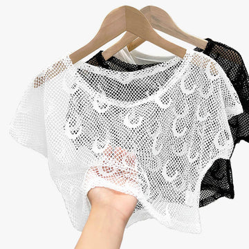 Crescent Moon Small Fishnet Crop Top - Aesthetic Clothes Shop Crescent Moon Small Fishnet Crop Top - Aesthetic Clothes Shop