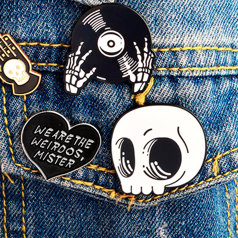 Cute Cartoon Skull Enamel Pin Badge