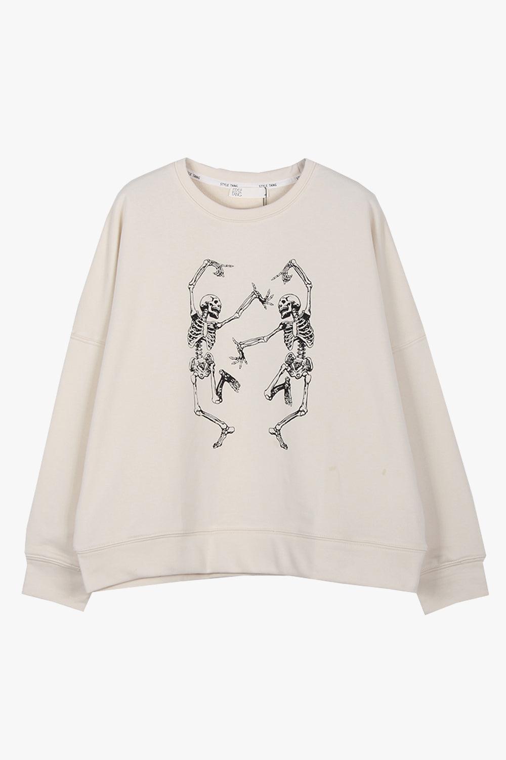 Dance with the Dead Beige Sweatshirt - Aesthetic Clothes Shop Dance with the Dead Beige Sweatshirt - Aesthetic Clothes Shop