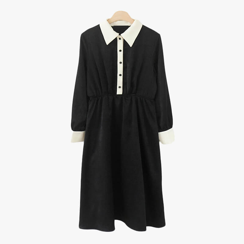 Dark Academia Black Dress Knee Long Dark Academia Black Dress Knee Long