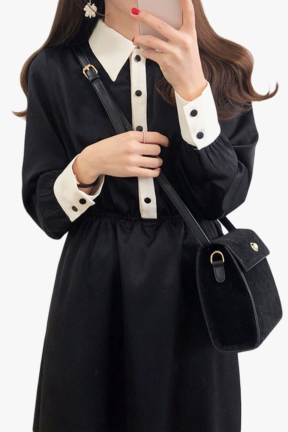 Dark Academia Black Dress Knee Long Dark Academia Black Dress Knee Long