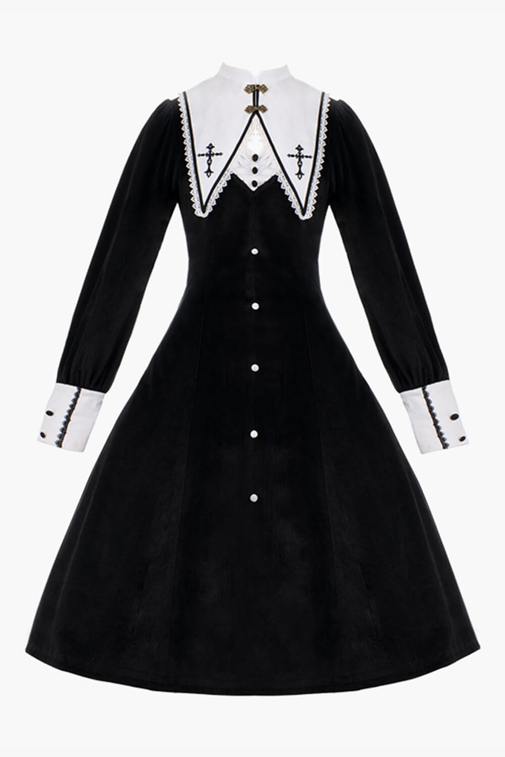 Dark Academia Goth Nun Dress Detachable Collar Dark Academia Goth Nun Dress Detachable Collar