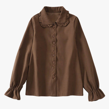 Dark Academia Shirt Fungus Collar Drawstring Puff Sleeve Dark Academia Shirt Fungus Collar Drawstring Puff Sleeve