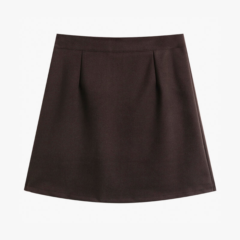 Dark Academia Soft Brown High Waist Short Skirt Dark Academia Soft Brown High Waist Short Skirt