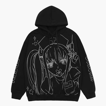 Dark EGirl Anime Aesthetic Hoodie Dark EGirl Anime Aesthetic Hoodie