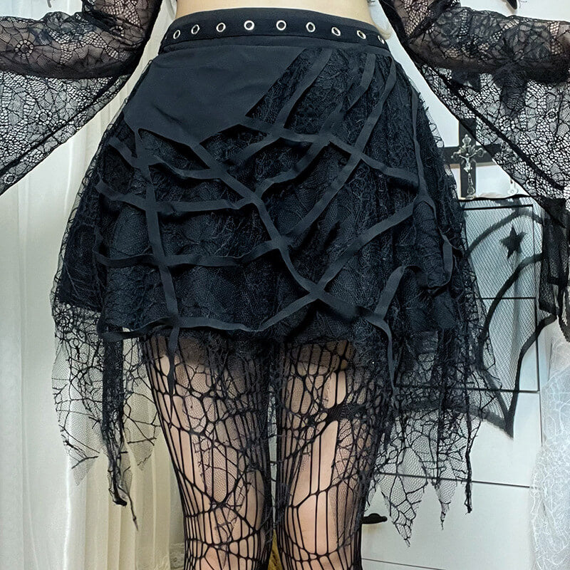 Dark Goth Spider Web Skirt Dark Goth Spider Web Skirt