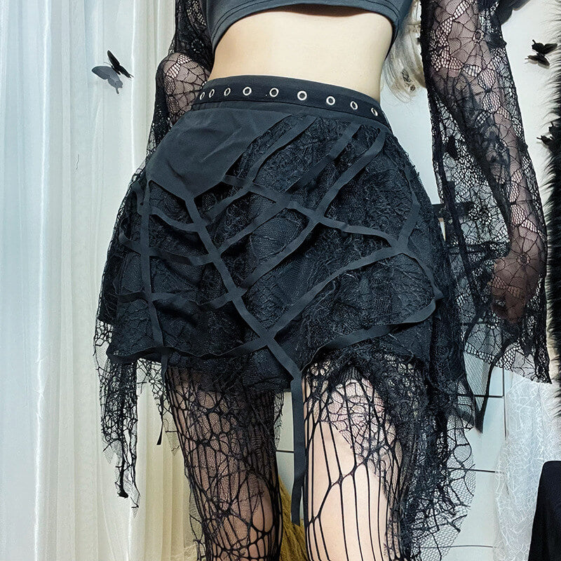 Dark Goth Spider Web Skirt Dark Goth Spider Web Skirt