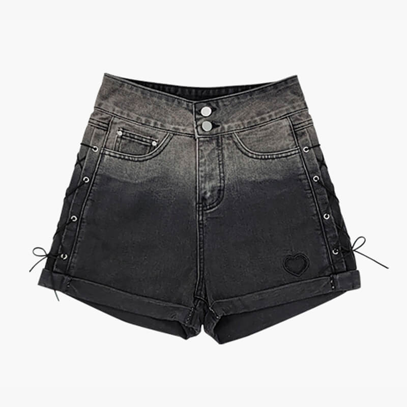 Dark Gradient Heart Hole Grunge Shorts Dark Gradient Heart Hole Grunge Shorts