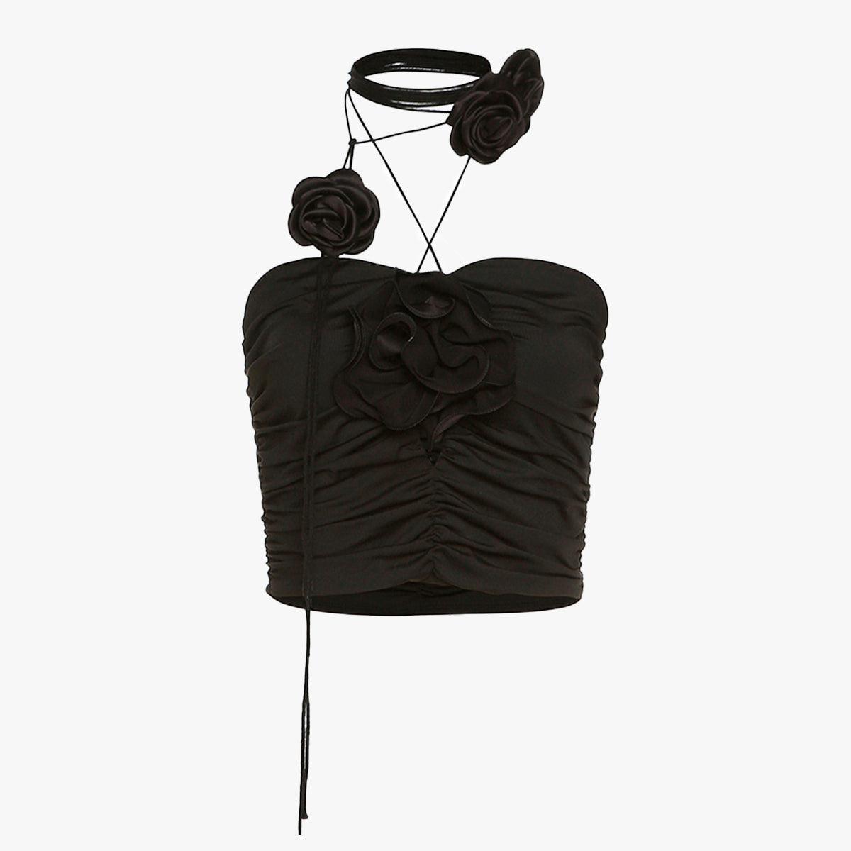 Deadly Black Roses Tube Crop Top - Aesthetic Clothes Shop Deadly Black Roses Tube Crop Top - Aesthetic Clothes Shop