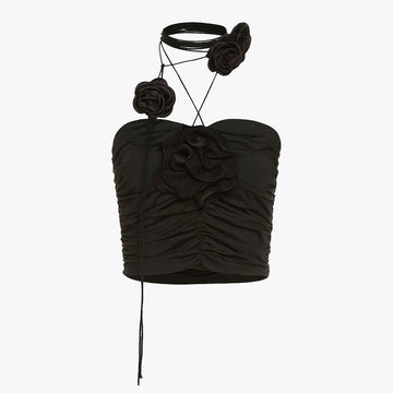 Deadly Black Roses Tube Crop Top - Aesthetic Clothes Shop Deadly Black Roses Tube Crop Top - Aesthetic Clothes Shop