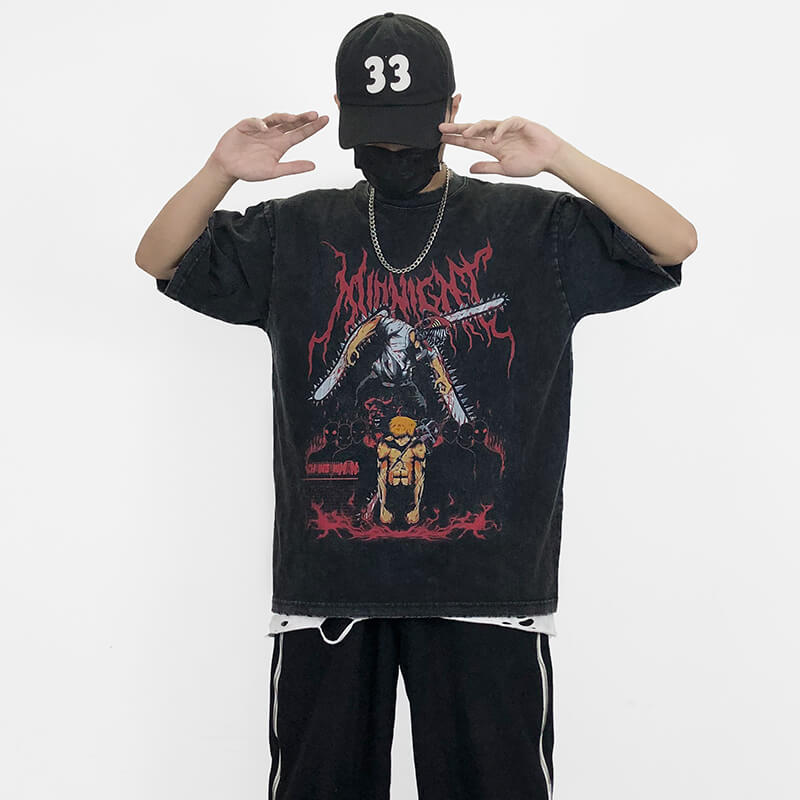 Denji Devil Form Grunge T-Shirt Chainsaw Man