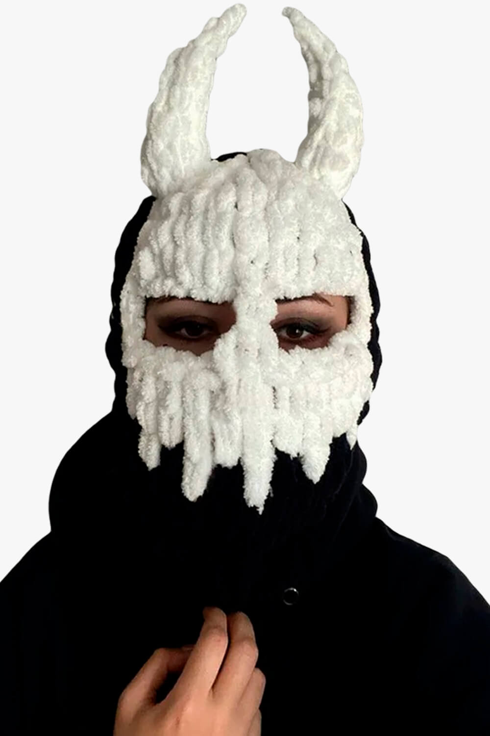 Devil Horns Balaclava Hat Full-Face Red Demon Girl Devil Horns Balaclava Hat Full-Face Red Demon Girl