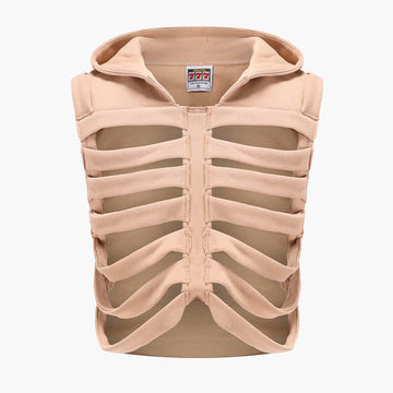 Distressed Skeleton RIbs Hooded Vest Distressed Skeleton RIbs Hooded Vest