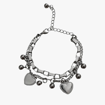 Double Chain Metal Hearts Bracelet - Aesthetic Clothes Shop Double Chain Metal Hearts Bracelet - Aesthetic Clothes Shop